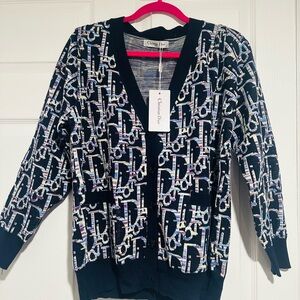 Christian Dior cardigan blue and White Patterned
